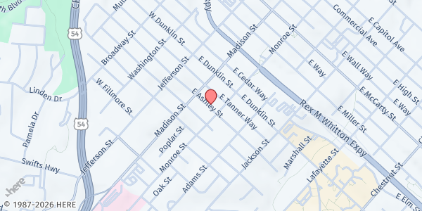 Map showing Building Community Bridges at 213 E. Ashley, Jefferson City, MO