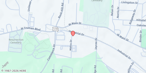 Map showing El Puente - Hispanic Ministry at 2709 Industrial Dr. Suite B, Jefferson City, MO