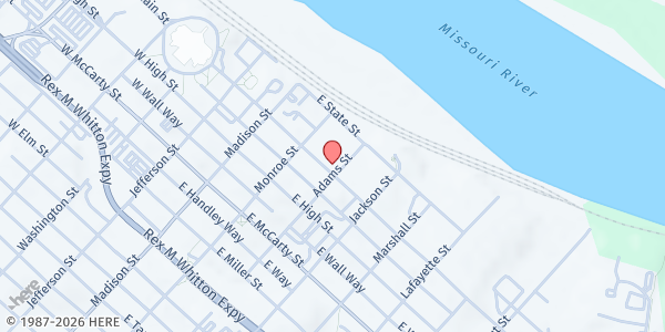 Map showing First Christian Church Food Pantry at 327 E. Capitol Ave., Jefferson City, MO