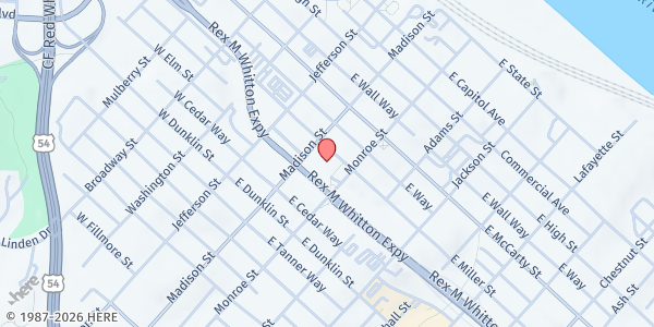 Map showing Jefferson City Academic Center at 501 Madison St., Jefferson City, MO