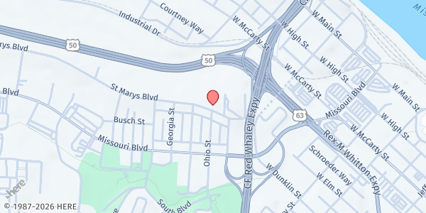 Map showing Jefferson City Early Childhood Center at 1840 E. McCarty Street, Jefferson City, MO