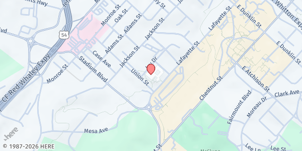 Map showing Jefferson City High School at 609 Union Street, Jefferson City, MO