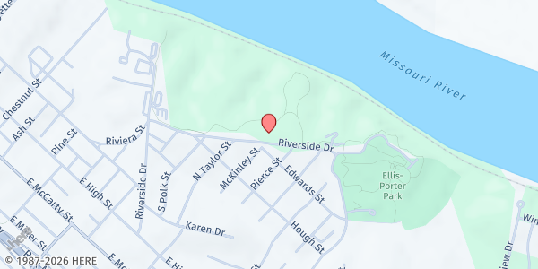 Map showing Kirchner State School at 1403 Riverside Drive, Jefferson City, MO