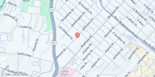 Map showing Salvation Army - Center of Hope at 927 Jefferson St, Jefferson City, MO