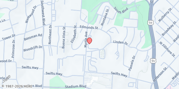 Map showing Senior Nutrition Center of Jefferson City and Cole County at 1310 Linden Dr., Jefferson City, MO