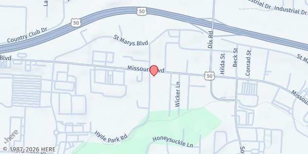 Map showing The Pantry JC at 2123 MO Blvd., Jefferson City, MO
