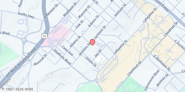 Map showing Thorpe Gordon STEM Academy at 1101 Jackson Street, Jefferson City, MO