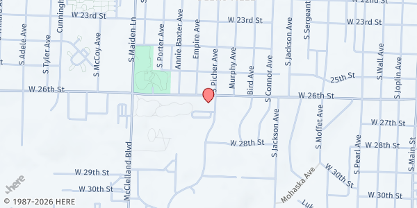 Map showing AAAREGIONX - Joplin Senior Center at 2616 South Picher Avenue, Joplin, MO