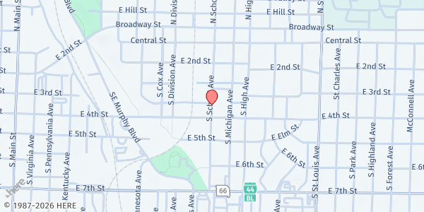 Map showing Crosslines - Joplin at 320 School Ave, Joplin, MO