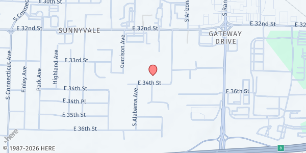 Map showing Independent Living Center at 2639 East 34th Street, Joplin, MO