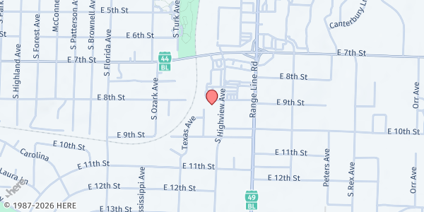 Map showing Mission Joplin at 2822 E 8th St, Joplin, MO