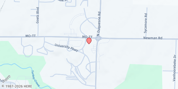 Map showing MSSU Lion Co-op Food Pantry at 3950 East Newman Road, Joplin, MO