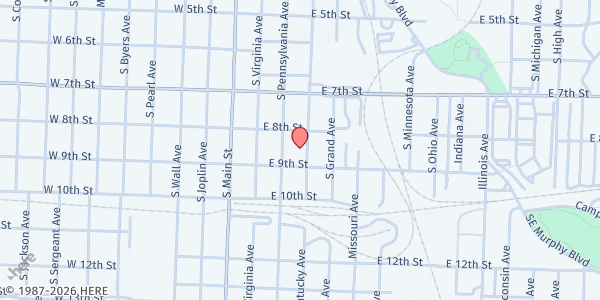 Map showing Salvation Army - Joplin Soup Kitchen at 320 East 8th Street, Joplin, MO
