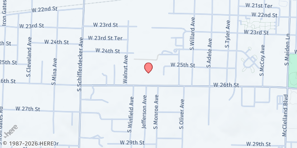 Map showing St. Paul UMC at 2423 W. 26th St., Joplin, MO