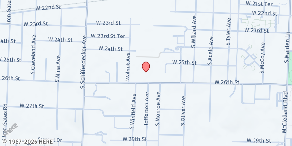 Map showing St. Paul UMC at 2423 West 26th Street, Joplin, MO