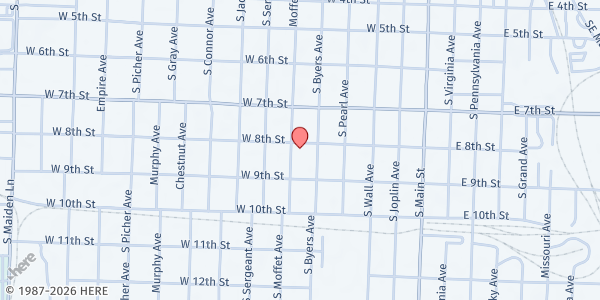 Map showing St. Peter's Outreach House at 807 S. Moffet Ave., Joplin, MO