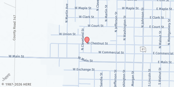 Map showing Black Hawk Elementary at 751 W. Chestnut Street, Kahoka, MO
