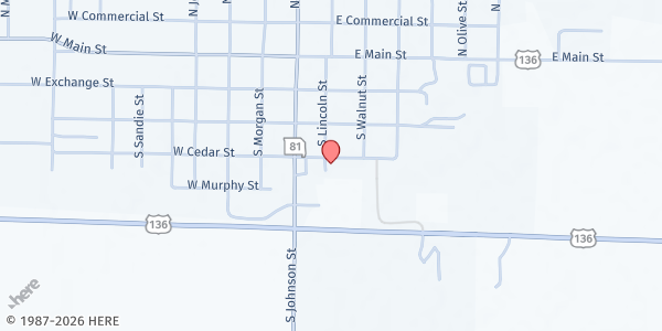 Map showing Clark County Missouri Food Pantry at 162 W. Main St., Kahoka, MO