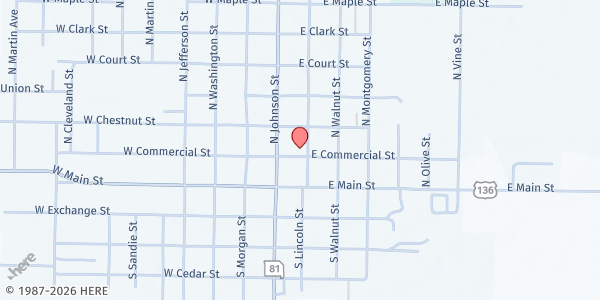 Map showing Clark County Senior Center at 222 N. Lincoln St., Kahoka, MO