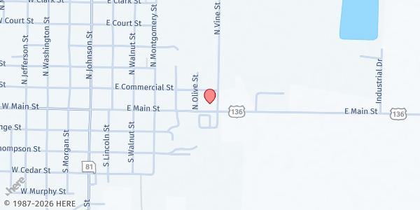Map showing Helping Hands Food Distribution - Kahoka at 22803 E. Main St., Kahoka, MO