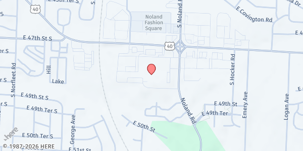 Map showing A Place of Praise at 4804 S Noland Rd, Kansas City, MO