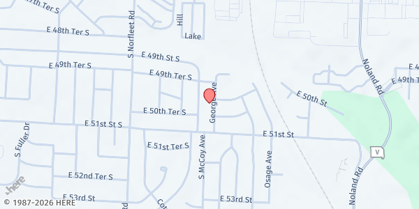 Map showing A Place of Praise at 4804 Noland Suite F, Kansas City, MO