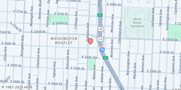 Map showing Catch Up With Jesus at 2327 Indiana Avenue, Kansas City, MO