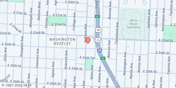 Map showing Catch Up with Jesus at 2327 Indiana Ave., Kansas City, MO