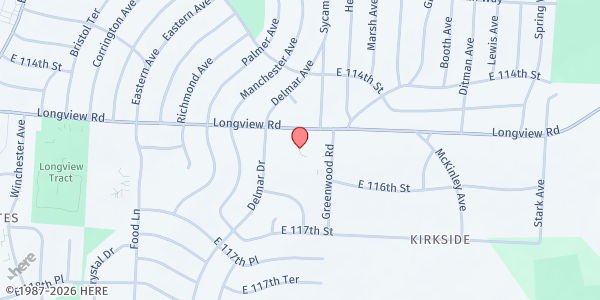 Map showing Catholic Charities KC Pantry at 8001 Longview Road, Kansas City, MO