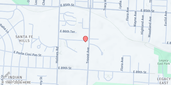Map showing Center School District Mobile at 8700 Troost Avenue, Kansas City, MO