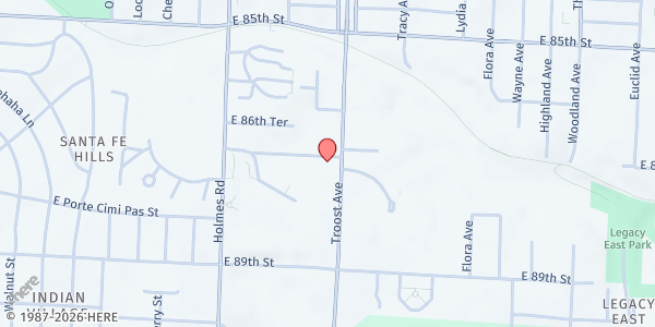 Map showing Center School District Mobile Pantry - Troost Ave at 8700 Troost Avenue, Kansas City, MO