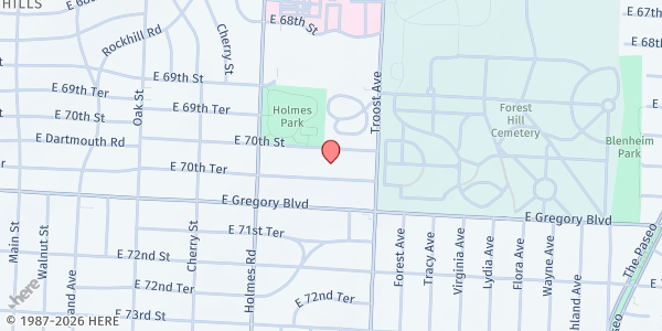 Map showing Cleaver Family YMCA at 7000 Troost Ave., Kansas City, MO