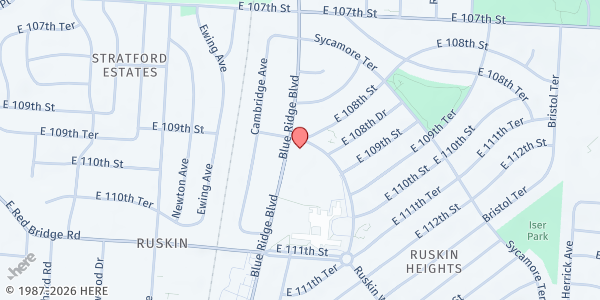 Map showing Community Assistance Council at 10901 Blue Ridge Boulevard, Kansas City, MO