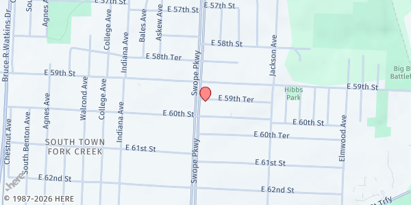 Map showing Covenant Presbyterian Church at 5931 Swope Pkwy., Kansas City, MO