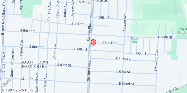 Map showing Covenant Presbyterian Church at 5931 Swope Parkway, Kansas City, MO