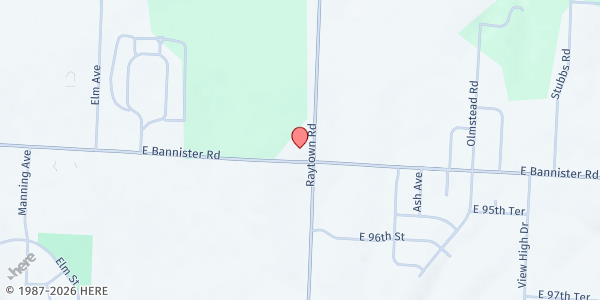 Map showing Dayspring Pentecostal Church at 9910 E Bannister Road, Kansas City, MO