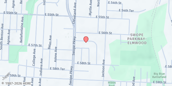 Map showing Friendship Village at 3901 E 56th Terrace, Kansas City, MO