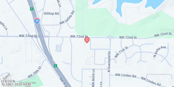 Map showing Gloria Dei Lutheran Church at 5409 NW 72nd St, Kansas City, MO