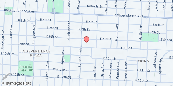 Map showing Grace United Community Ministries - Food Pantry at 801 Benton Blvd., Kansas City, MO