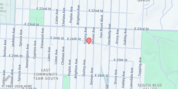 Map showing Hope City at 5101 East 24 Street, Kansas City, MO