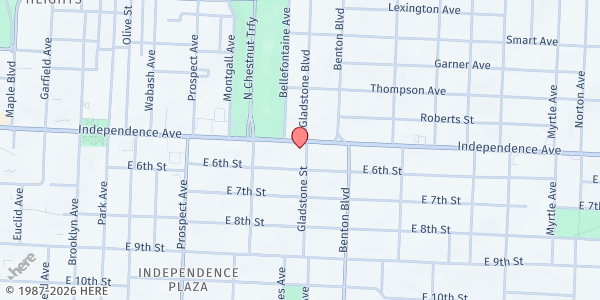 Map showing Independence Boulevard - Food Distribution Center at 606 Gladstone Blvd, Kansas City, MO