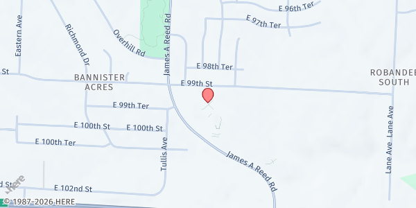 Map showing Islamic Society of Kansas City (ISGKC) at 8501 E. 99th St., Kansas City, MO