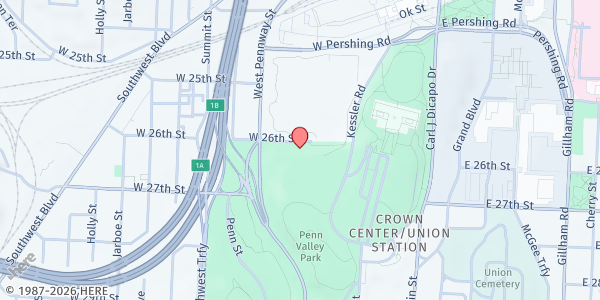 Map showing Jesus El Buen Pastor at 3007 Mercier St., Kansas City, MO