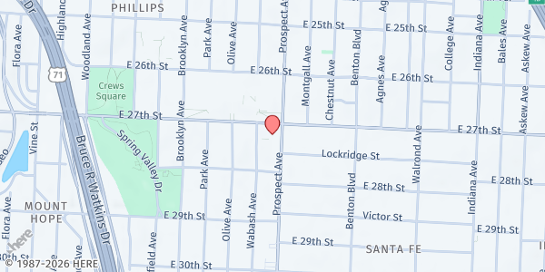 Map showing LINC at 2525 East 27th Street, Kansas City, MO
