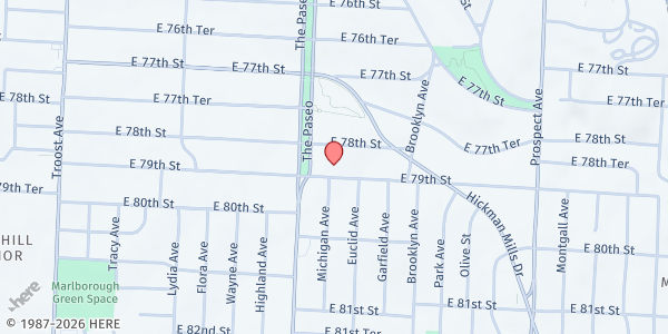 Map showing Marlborough Manor at 1818 E 79th Street, Kansas City, MO
