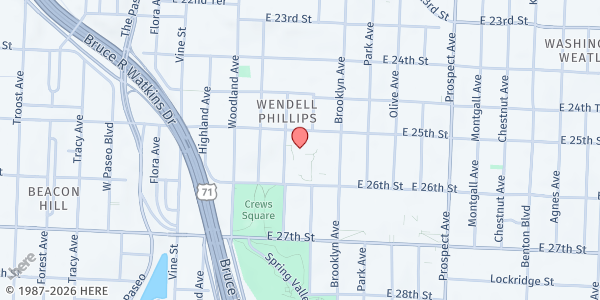 Map showing Martin Luther King Junior at 2525 Euclid Avenue, Kansas City, MO