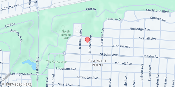 Map showing New Beginning Apostolic at 200 N. Bales Ave., Kansas City, MO
