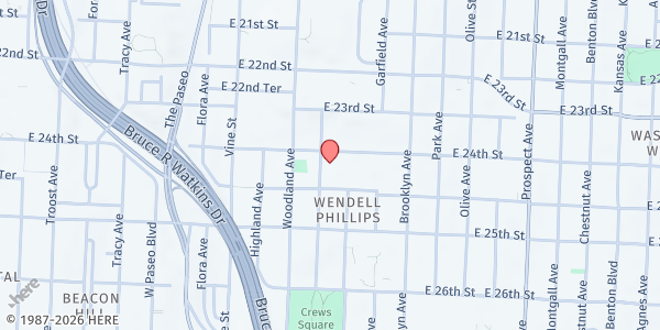 Map showing Oakland Heights at 2409 Michigan, Kansas City, MO