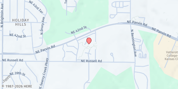 Map showing Parvin Estates at 4033 N. Bellaire Ave., Kansas City, MO