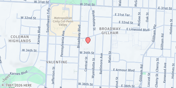 Map showing Redemptorist Mobile - 207 W Linwood at 207 W Linwood Boulevard, Kansas City, MO
